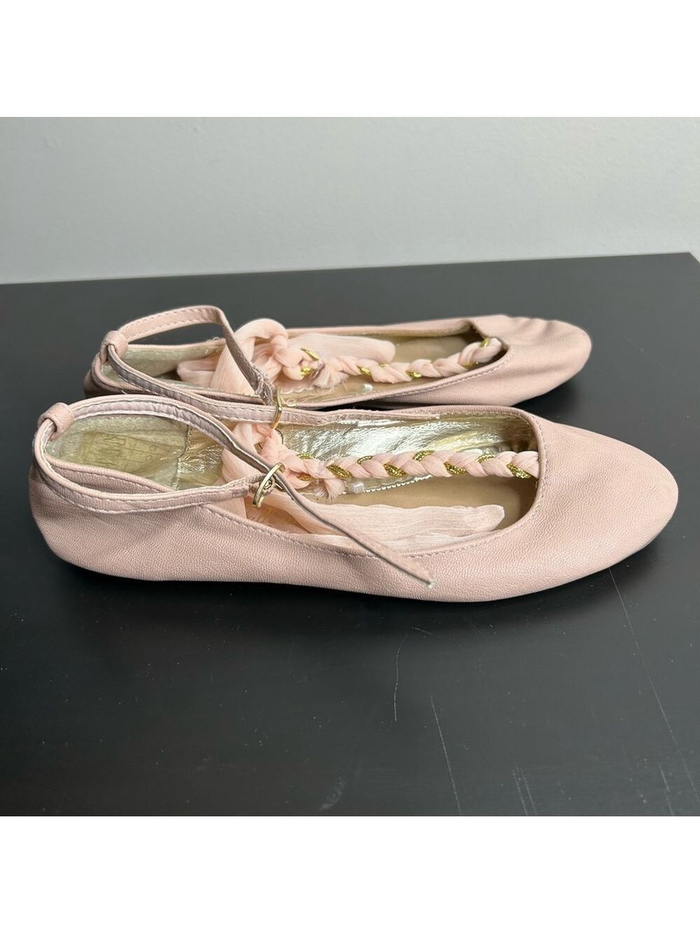 Bold in Ballerina Pink Ballet Flats Ankle Ribbon Wrap Size 5
